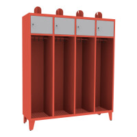 Szafa ubraniowa STRN400/4 na nogach, poczwórna z uchwytem na kask