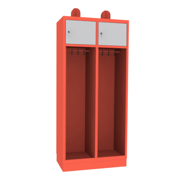 Szafa ubraniowa STR400/2 na cokole, podwójna z uchwytem na kask