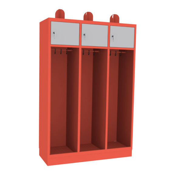 Szafa ubraniowa STR400/3 na cokole, potrójna z uchwytem na kask