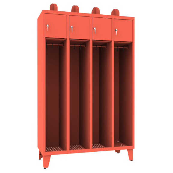 Szafka ubraniowa młodzieżowa STRN300/4 na nogach, czteroosobowa