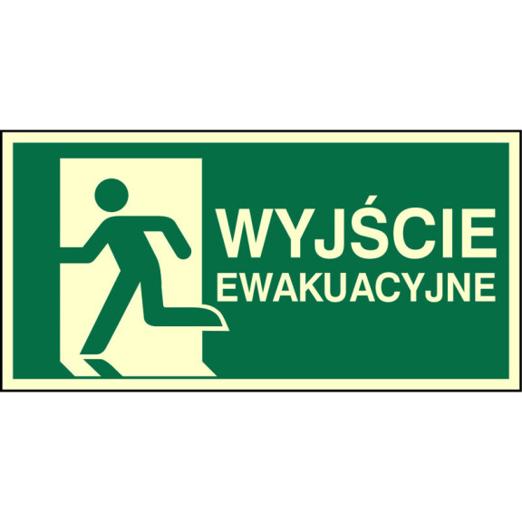 Znak E01-WE - Wyjście ewakuacyjne (lewe) - format D 15x30 cm