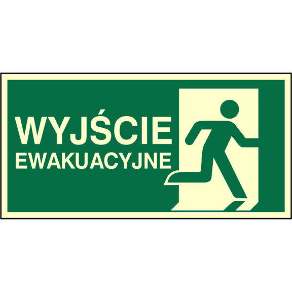 Znak E02-WE - Wyjście ewakuacyjne (prawe) - format D 15x30 cm