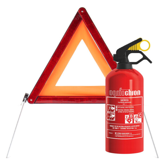 Zestaw samochodowy 2A: Gaśnica i trójkąt ostrzegawczy