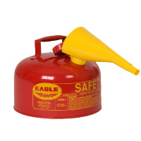 Bezpieczny Kanister 7,6 L. Z Lejkiem Czerwony Fi 29 Cm X 24 Cm 7 L. - 10 L. Stal Ocynkowana
