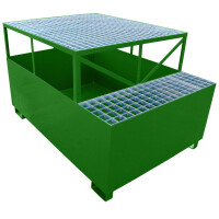 Wanna Wychwytowa Z Podstawką - 1000 L. - Na 1 Pojemnik Ibc Powyżej 401 L. Zielony 115 Cm X 165 Cm X 100 Cm Stal Lakierowana 1 Pojemnik Ibc Tak