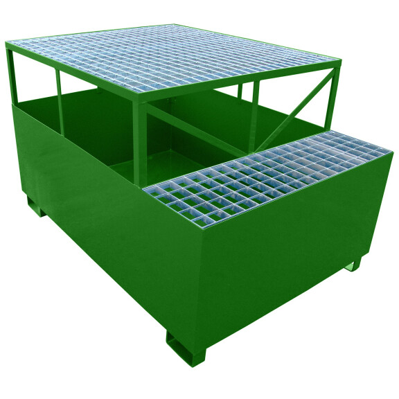 Wanna Wychwytowa Z Podstawką - 1000 L. - Na 1 Pojemnik Ibc Powyżej 401 L. Zielony 115 Cm X 165 Cm X 100 Cm Stal Lakierowana 1 Pojemnik Ibc Tak