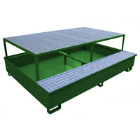 Wanna Wychwytowa Z Podstawką - 1100 L. - Na 2 Pojemniki Ibc Powyżej 401 L. Zielony 230 Cm 165 Cm X 80 Cm Stal Lakierowana Tak