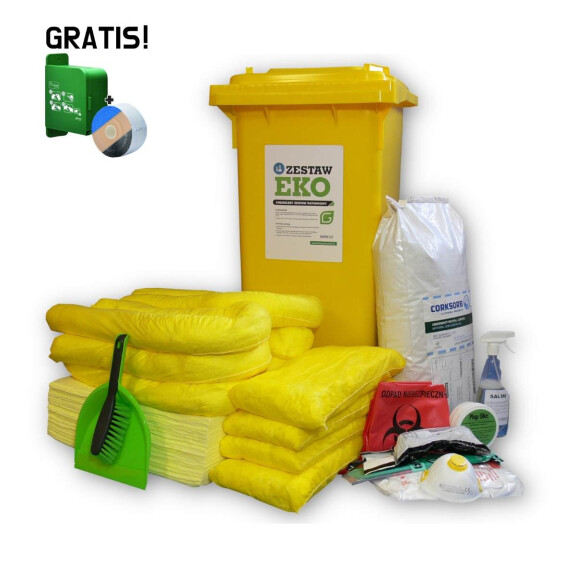 Zestaw Ratunkowy Chemiczny Eko H120, Chłonność 79,5L + Dyspenser Z Bandażem Gratis Żółty