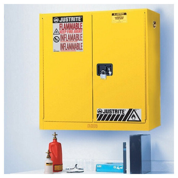 Szafa Na Substancje Chemiczne (76 L) - Wisząca, 2-Drzwiowa Żółty Do 100 L. Manualne 109Cm X 112Cm X 31Cm