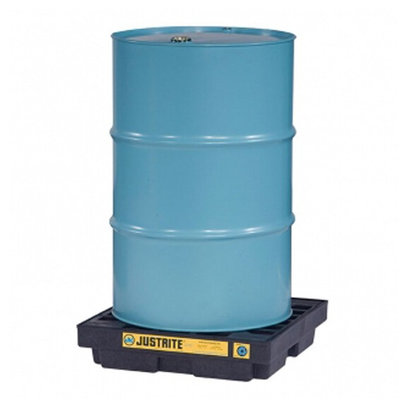 Wanna Wychwytowa Polietylenowa Justrite - 45L 1 Beczka Czarny Do 150 L. Z Kratownicą 63,5 Cm X 63,5 Cm X 14 Cm