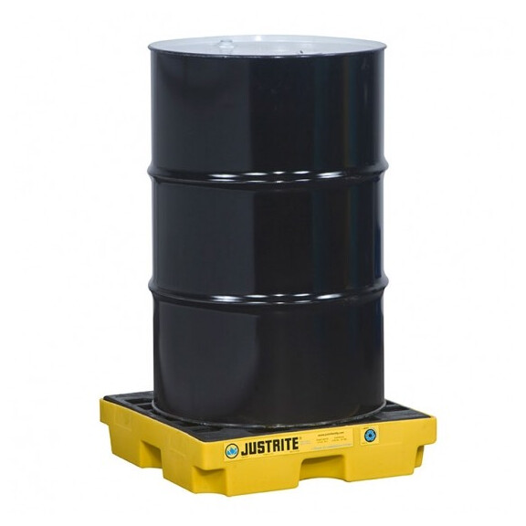 Wanna Wychwytowa Polietylenowa Justrite - 45L 1 Beczka Żółty Do 150 L. Z Kratownicą 63,5 Cm X 63,5 Cm X 14 Cm