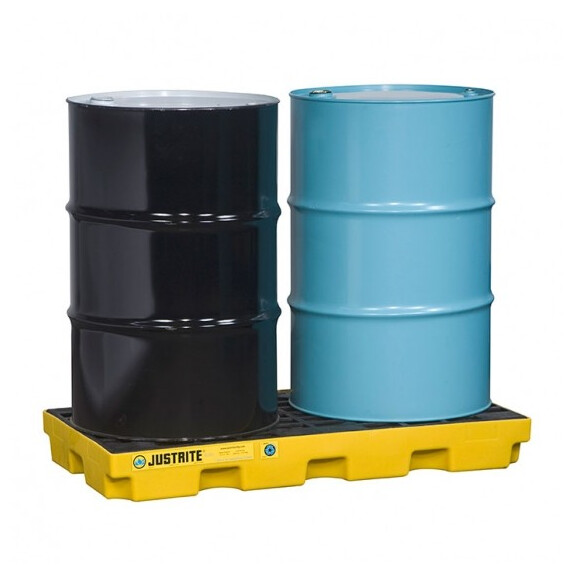 Wanna Wychwytowa Justrite - 90L 2 Beczki Żółty Do 150 L. Z Kratownicą 124,5 Cm X 63,5 Cm X 14,0 Cm