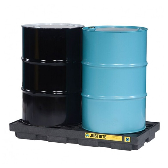 Wanna Wychwytowa Justrite - 90L 2 Beczki Czarny Do 150 L. Z Kratownicą 124,5 Cm X 63,5 Cm X 14,0 Cm