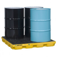 Wanna Wychwytowa Justrite - 185L 4 Beczki Żółty 151 L. - 400 L. Z Kratownicą 124,5 Cm X 124,5 Cm X 14,0 Cm