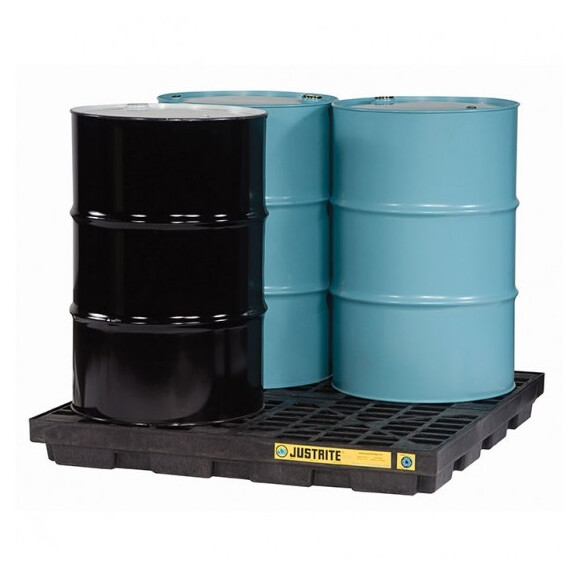 Wanna Wychwytowa Justrite - 185L 4 Beczki Czarny 151 L. - 400 L. Z Kratownicą 124,5 Cm X 124,5 Cm X 14,0 Cm