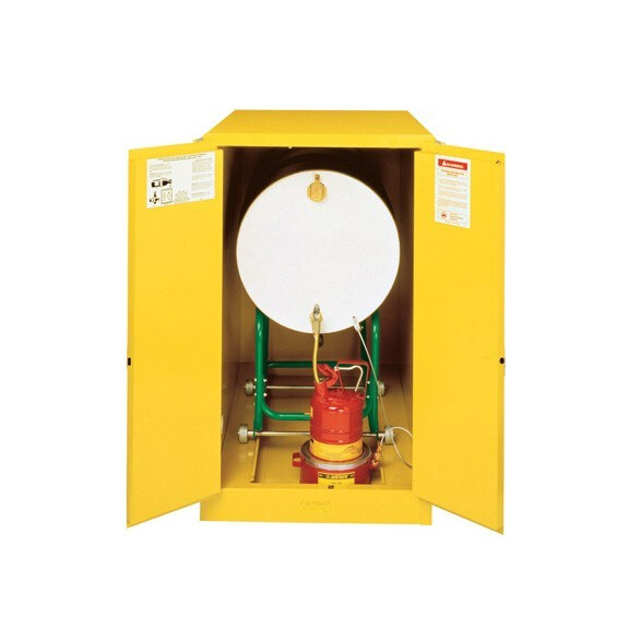 Szafa Zabezpieczająca Do Beczek Składowanych Poziomo - 200L Żółty 100 L. - 200 L. Automatyczne 127Cm X 76Cm X 122Cm