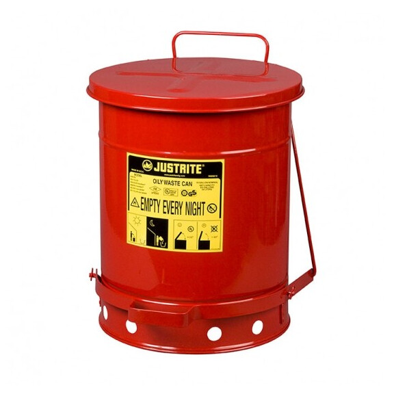 Stalowy Pojemnik Na Odpady Niebezpieczne - 38 L Czerwony Nożne 38 L.