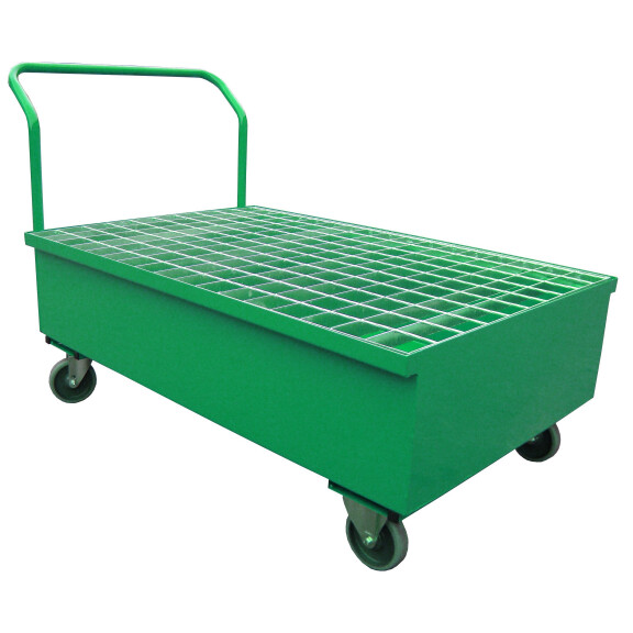 Mobilna Wanna Ociekowa, 270 L. - Na 2 Beczki 2 Beczki 151 L. - 400 L. Zielony Stal Lakierowana Tak