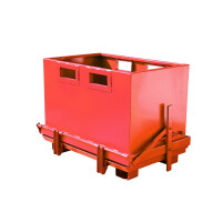 Kontener Samowyładowczy Rozładowywany Oddolnie 700 L. Czerwony Bez Pokrywy