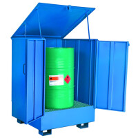 Wanna Wychwytowa Metalowa W Pełni Zabudowana Na 1 Beczkę 1 Beczka 151 L. - 400 L. Stal Lakierowana Niebieski 95 Cm X 95 Cm X 135 Cm