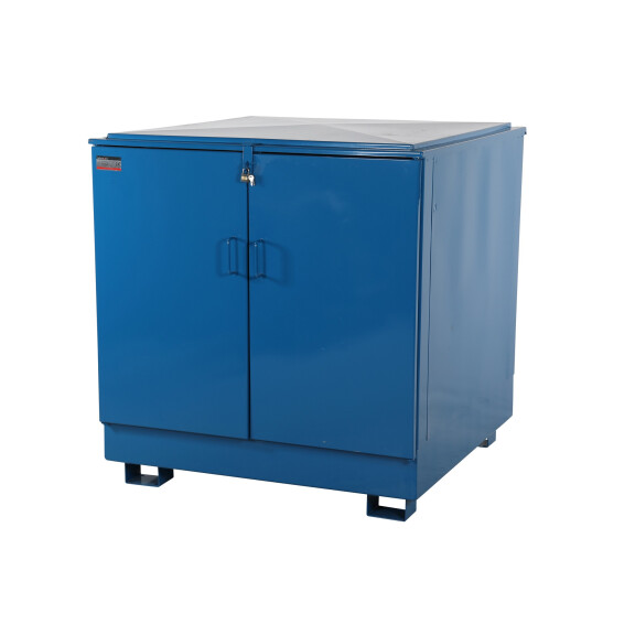 Wanna Wychwytowa Metalowa W Pełni Zabudowana Na 4 Beczki Stojące 4 Beczki 151 L. - 400 L. Stal Lakierowana Niebieski 125 Cm X 125 Cm X 135 Cm