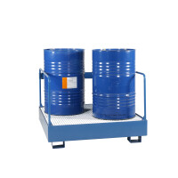 Wanna Wychwytowa Metalowa Z Poręczą, Do Składowania 4 Beczek Pionowo 4 Beczki Powyżej 401 L. Stal Lakierowana Niebieski 125 Cm X 125 Cm X 91 Cm