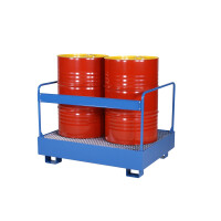 Wanna Wychwytowa Metalowa Z Poręczą, Do Składowania 2 Beczek Pionowo 2 Beczki 151 L. - 400 L. Stal Lakierowana Niebieski 95 Cm X 120 Cm X 91 Cm