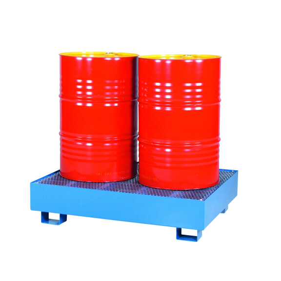 Wanna Wychwytowa Metalowa Na 2 Beczki Stojące 2 Beczki 151 L. - 400 L. Stal Lakierowana Niebieski 95 Cm X 125 Cm X 30 Cm