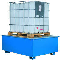 Wanna Wychwytowa - 1100 L. - Na 1 Kontener Ibc Powyżej 401 L. Stal Lakierowana 1 Pojemnik Ibc Niebieski 131 Cm X 131 Cm X 75 Cm