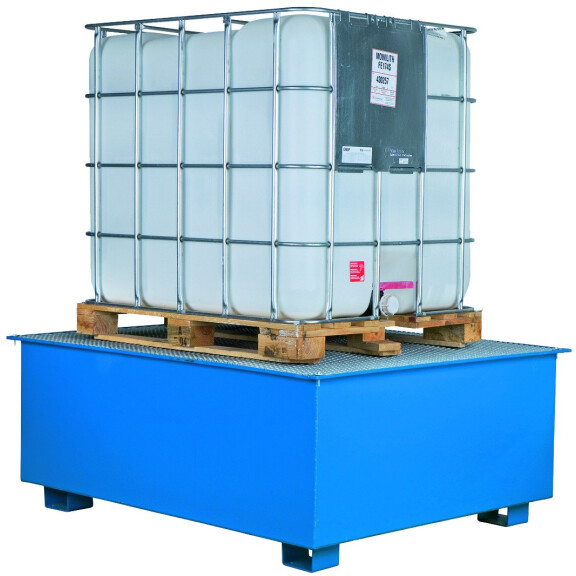 Wanna Wychwytowa - 1100 L. - Na 1 Kontener Ibc Powyżej 401 L. Stal Lakierowana 1 Pojemnik Ibc Niebieski 131 Cm X 131 Cm X 75 Cm