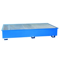 Wanna Wychwytowa - 1200 L. - Na 2 Kontenery Ibc Powyżej 401 L. Stal Lakierowana 2 Pojemniki Ibc Niebieski 253 Cm X 131 Cm X 45 Cm