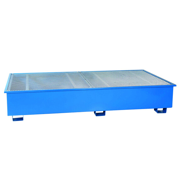 Wanna Wychwytowa - 1200 L. - Na 2 Kontenery Ibc Powyżej 401 L. Stal Lakierowana 2 Pojemniki Ibc Niebieski 253 Cm X 131 Cm X 45 Cm