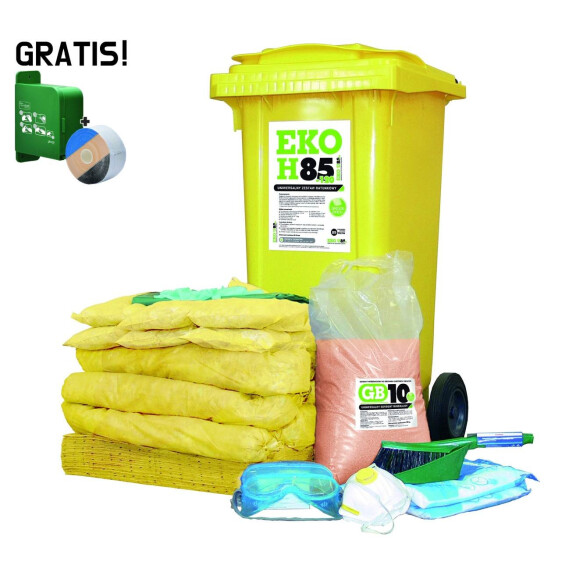 Zestaw Ratunkowy Chemiczny Eko H120 Pro, Chłonność 79,5L + Dyspenser Z Bandażem Gratis Żółty