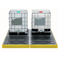 Duża Wanna Wychwytowa Pod 4 Ibc (16 Beczek) - Platforma Robocza Z Kratownicą 1200L Żółty Powyżej 401 L. Z Kratownicą 4 Pojemniki Ibc 312 Cm X 252 Cm X