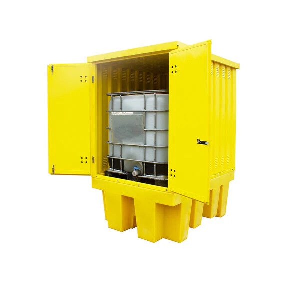 Wanna Wychwytowa Pod 1 Kontener Ibc Ze Stalową Obudową, 184 X 142,5 X 232 Cm, 1100 L Żółty Powyżej 401 L. Z Kratownicą 1 Pojemnik Ibc 184 Cm X 142,5 C