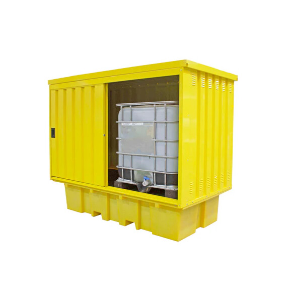 Wanna Wychwytowa Pod 2 Kontenery Ibc Ze Stalową Obudową, 262,5 X 143 X 211 Cm, 1140 L Żółty Powyżej 401 L. Z Kratownicą 2 Pojemniki Ibc 262,5 Cm X 143