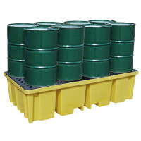 Wanna (Paleta) Wychwytowa Polietylenowa Na 8 Beczek Z Kratownicą 1150L 8 Beczek Żółty Powyżej 401 L. Z Kratownicą 234 Cm X 128,5 Cm X 64,5 Cm