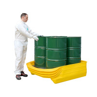 Paleta Wychwytowa Polietylenowa Pod 4 Beczki (310 L) 4 Beczki Żółty 151 L. - 400 L. Bez Kratownicy 150 Cm X 130 Cm X 44 Cm