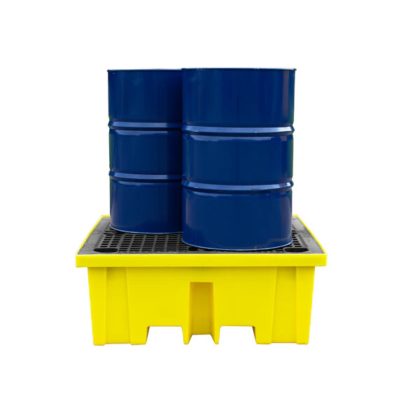 Wanna Wychwytowa Polietylenowa Na 4 Beczki Z Kratownicą, 122.5 X 122.5 X 49 Cm, 440 L 4 Beczki Żółty Z Kratownicą