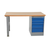 Wytrzymały Stół Warsztatowy Z Szafką, Blat 2000Mm, Nośność 500Kg Blat Alucynkowy