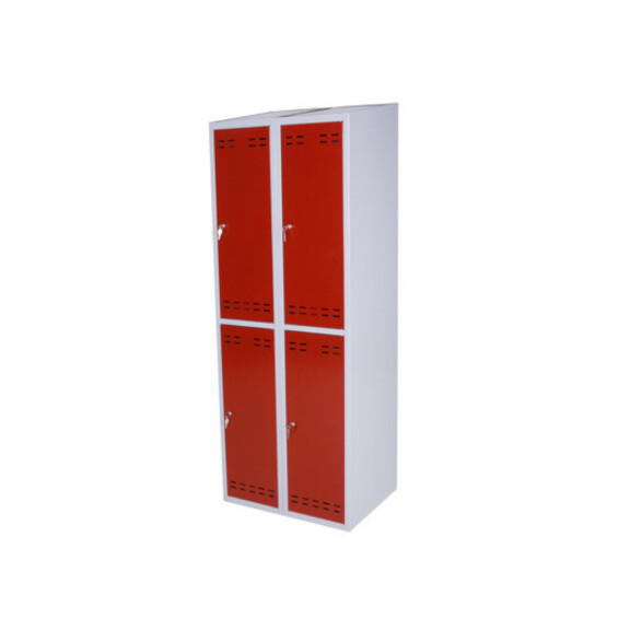 Szafka Bhp Na Ubrania Zamykana Na Klucz (Moduł 4-Drzwiowy) Czerwony