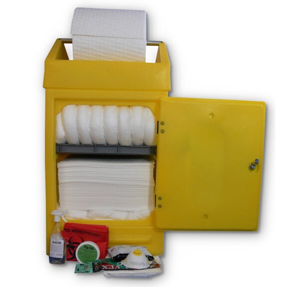 Zestaw Ratunkowy Olejowy W Szafce Z Drzwiami, 243 L. Biały 243 L.