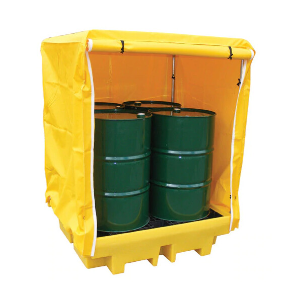 Wanna Wychwytowa Z Plandeką, Pod 4 Beczki, 410 L 4 Beczki Żółty Powyżej 401 L. Z Kratownicą 141,5 Cm X 131 Cm X 187 Cm