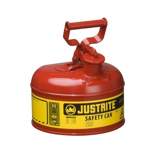 Bezpieczny Kanister Na Substancje Łatwopalne Typ I Pojemność 4L. Czerwony 3 L. - 6 L. Stal Ocynkowana Brak