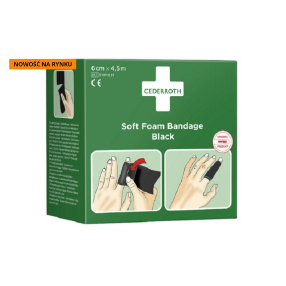Bandaż Z Pianki Cederroth Soft Foam Bandage Black, 6 Cmx450Cm