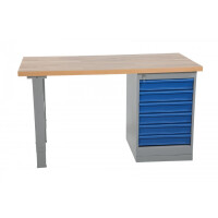 Bardzo Mocny Stół Roboczy Do Ciężkich Prac. 6 Szuflad. Blat 1600Mm, Udźwig 500 Kg Drewno Dębowe