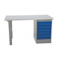 Bardzo Mocny Stół Roboczy Do Ciężkich Prac. 6 Szuflad. Blat 1600Mm, Udźwig 500 Kg Blat Alucynkowy