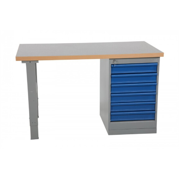 Bardzo Mocny Stół Roboczy Do Ciężkich Prac. 6 Szuflad. Blat 1600Mm, Udźwig 500 Kg Płyta Winylowa