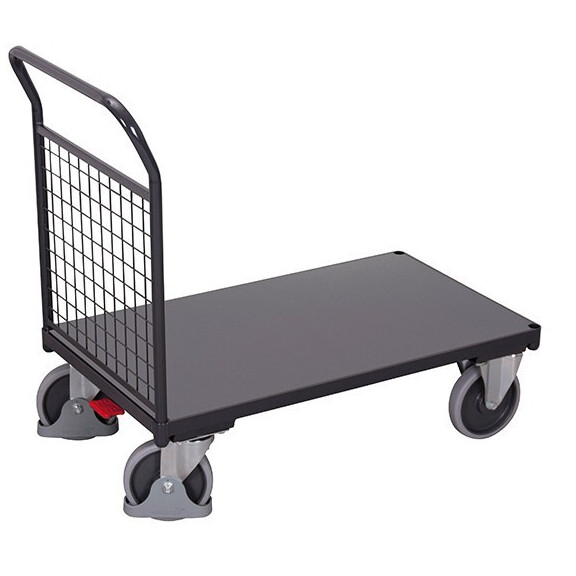 Wózek Magazynowy, 1 Burta Z Siatki 1125X600X(H)1015 Mm Ral 7016