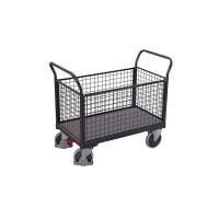 Wózek Magazynowy, 4 Burty Z Siatki 1040X500X(H)975 Mm Ral 7016